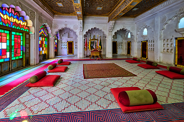 Image showing Moti Mahal The Pearl Palace court room in Mehrangarh Fort, Jodhpur, Rajasthan, India