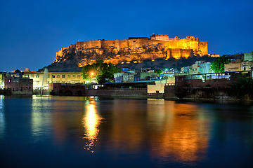 Image showing Mehrangarh fort in twilight. Jodhpur, India