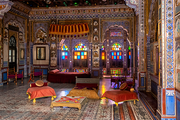 Image showing Takhat Vilas Maharaja Takhat Singh's Chamber room in Mehrangarh fort. Jodhpur, Rajasthan, India