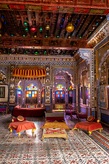 Image showing Takhat Vilas Maharaja Takhat Singh's Chamber room in Mehrangarh fort. Jodhpur, Rajasthan, India