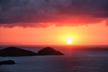 Image showing Sea sunset in Greece