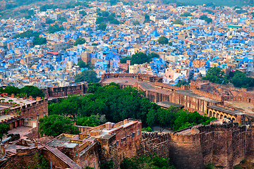 Image showing Aerial view of Jodhpur Blue City. Jodphur, Rajasthan, India