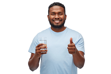 Image showing happy african american man with glass of water