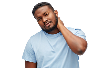 Image showing african american man suffering from neck pain