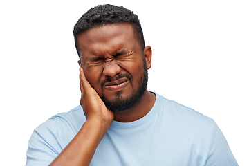 Image showing african american man suffering from toothache