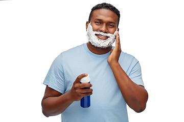 Image showing african american man with shaving cream on beard