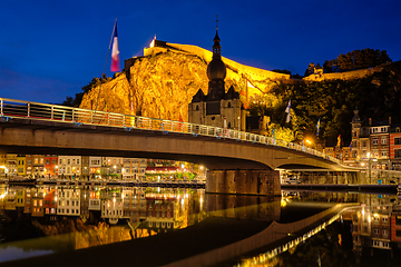 Image showing Night view of Dinant town, Belgium