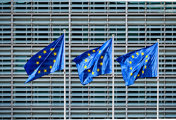 Image showing EU flags in front of European Commission