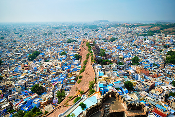 Image showing Aerial view of Jodhpur Blue City. Jodphur, Rajasthan, India