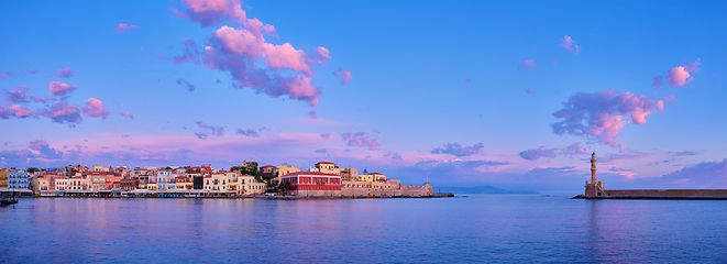 Image showing Picturesque old port of Chania, Crete island. Greece