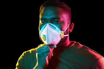 Image showing african american man in mask or respirator