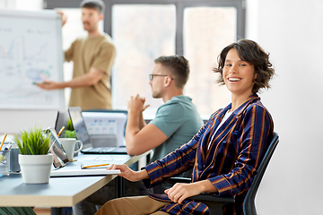 Image showing smiling businesswoman at office conference