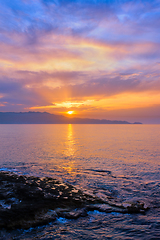 Image showing Sea sunset with dramatic sky