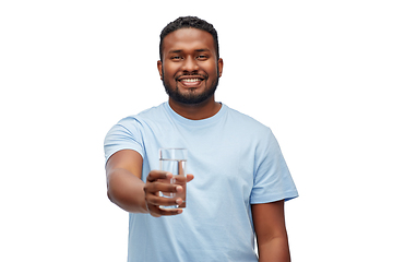 Image showing happy african american man with glass of water