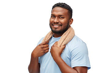 Image showing smiling african man with bath towel