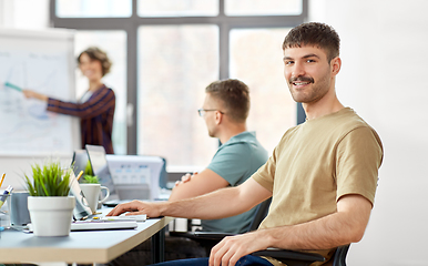 Image showing happy smiling man at office conference