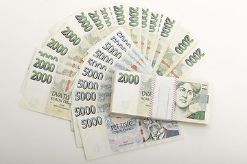 Image showing fan from czech banknotes