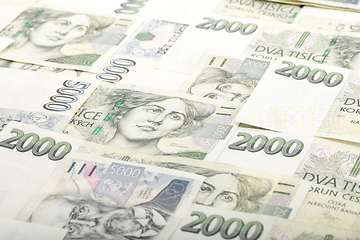 Image showing czech banknotes crowns background