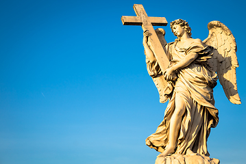 Image showing Catholic angel with cross