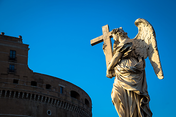 Image showing Catholic angel with cross