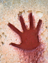 Image showing Red hand on stone - graphic gothic element