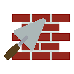 Image showing Icon of brick wall with trowel