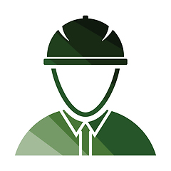 Image showing Icon of construction worker head in helmet