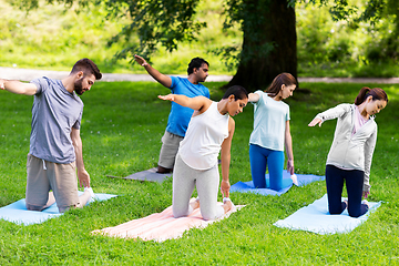 Image showing group of people doing yoga at summer park