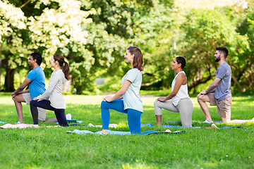 Image showing group of people doing yoga at summer park