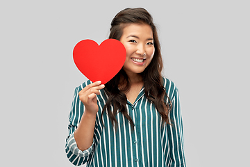 Image showing happy asian woman with red heart