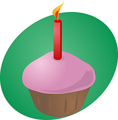 Image showing Birthday cupcake with candle