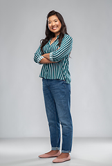 Image showing happy smiling asian woman with crossed arms