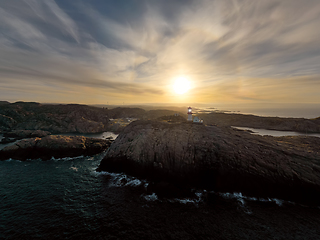 Image showing Coastal lighthouse. Lindesnes Lighthouse is a coastal lighthouse