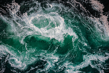 Image showing Waves of water of the river and the sea meet each other during h