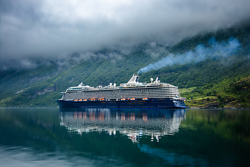 Image showing Cruise Liners On Geiranger fjord, Norway