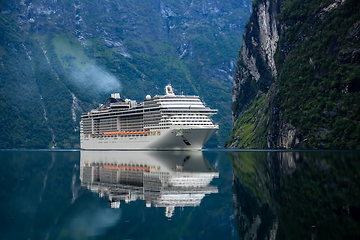 Image showing Cruise Liners On Geiranger fjord, Norway