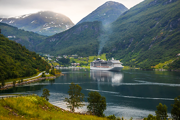 Image showing Cruise Liners On Geiranger fjord, Norway