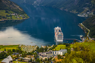 Image showing Cruise Liners On Geiranger fjord, Norway