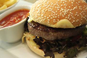 Image showing Fancy cheeseburger