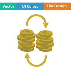 Image showing Dollar euro coins stack icon