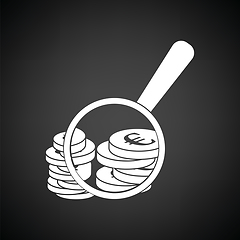 Image showing Magnifying over coins stack icon