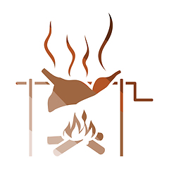 Image showing Roasting meat on fire icon