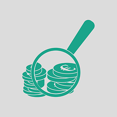 Image showing Magnifying over coins stack icon