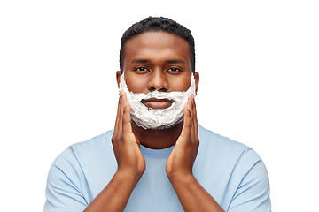 Image showing african american man with shaving cream on beard