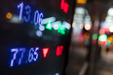 Image showing Stock market price display in the city at night