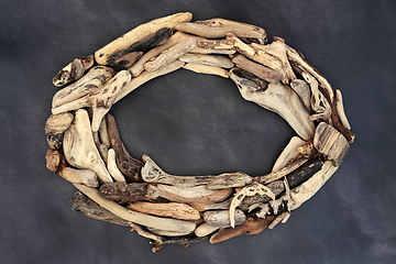 Image showing Abstract Driftwood Natural Oval Shaped Wreath