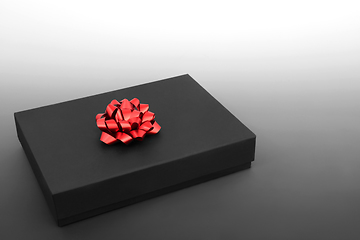 Image showing Black Gift Box with Red Bow