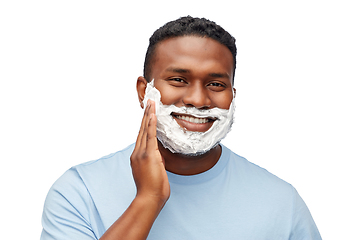 Image showing african american man with shaving cream on beard