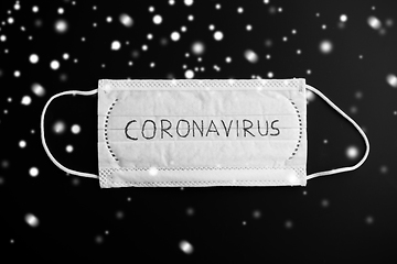 Image showing face protective medical mask with coronavirus