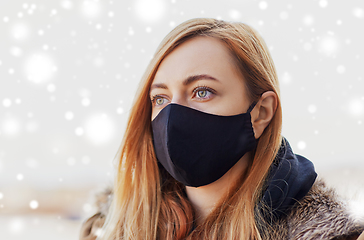 Image showing woman wearing protective reusable barrier mask